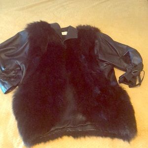 Real Black fox and leather jacket.